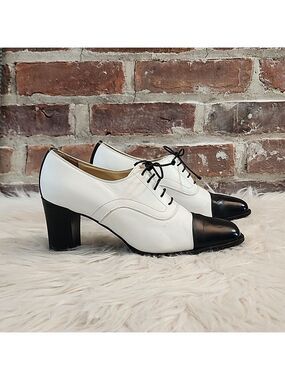 Vintage Warren Edwards Chunky Heel Leather Oxfords, Size 7.5
